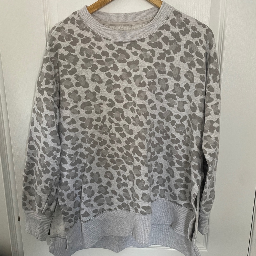 Gray Leopard Print Women's Sweater